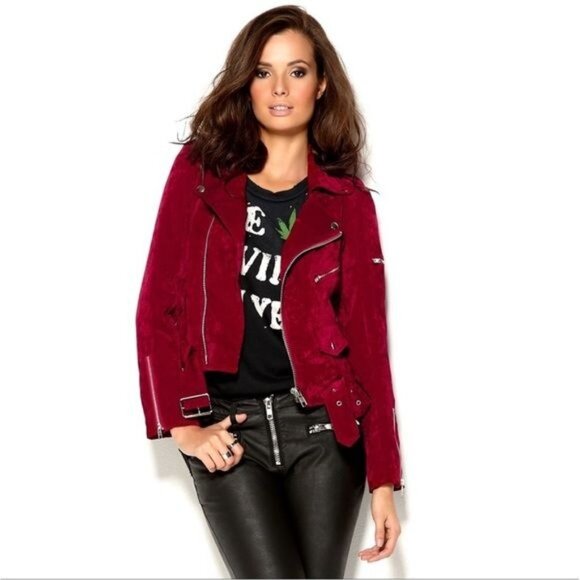 UNIF red velvet sangre Moto jacket Small - Picture 6 of 10